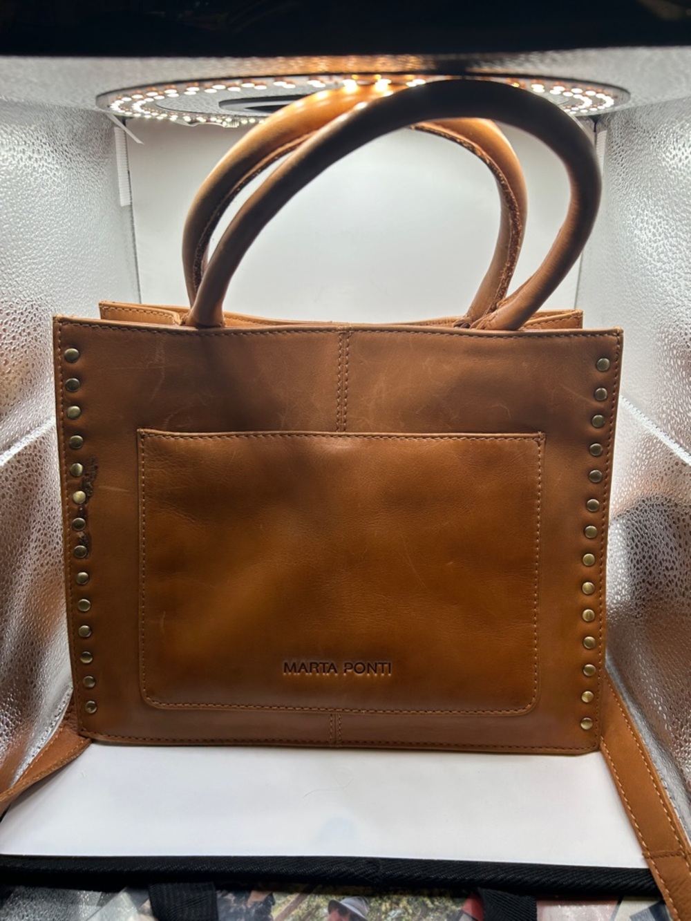 Tan Leather Tote Bag